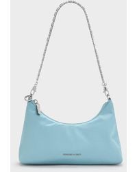 Charles & Keith - Satin Crystal-Embellished Chain-Handle Two-Way Bag - Lyst