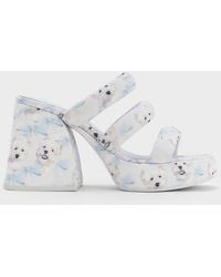 Charles & Keith - Tattie Dog-print Puffy-strap Platform Mules - Lyst