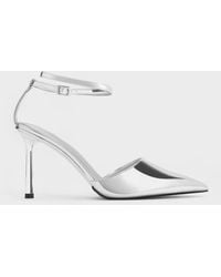 Charles & Keith - Metallic Patent Pointed-toe Ankle-strap Pumps - Lyst