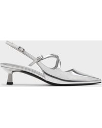 Charles & Keith - Pauline Metallic Crossover Kitten Heels - Lyst