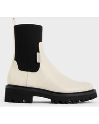 Charles & Keith - Two-tone Knitted Sock Ridge-sole Chelsea Boots - Lyst