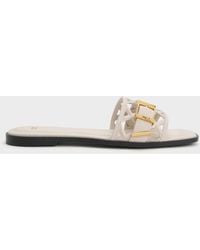 Charles & Keith - Whitney Leather Cut-Out Slide Sandals - Lyst