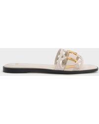 Charles & Keith - Whitney Leather Cut-Out Slide Sandals - Lyst