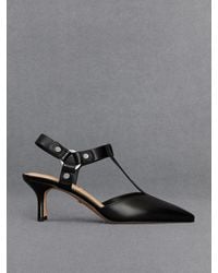 Charles & Keith - Leather Buckled T-bar Pumps - Lyst