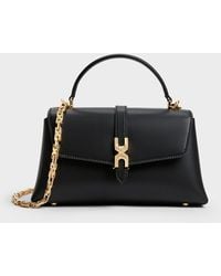 Charles & Keith - Adalyn Metallic-Buckle Chain-Strap Top Handle Bag - Lyst