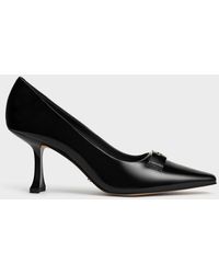 Charles & Keith - Leather Sculptural-heel Square-toe Pumps - Lyst