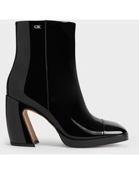 Charles & Keith - Jyll Patent Leather Sculptural-heel Ankle Boots - Lyst