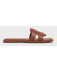 Charles & Keith - Trichelle Interwoven Leather Slide Sandals - Lyst