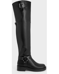 Charles & Keith - Davina Buckled Thigh-high Boots - Lyst