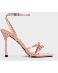 Charles & Keith - Jessy Recycled Polyester Bow Ankle-Strap Stiletto-Heel Sandals - Lyst