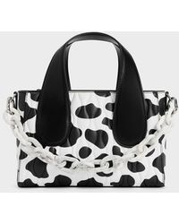 Charles & Keith - Iva Cow Print Textured Tote Bag - Lyst