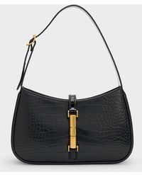 Charles & Keith - Cesia Croc-Effect Metallic-Accent Shoulder Bag - Lyst