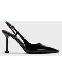 Charles & Keith - Wynn Patent Pointed-Toe Sculptural-Heel Slingback Pumps - Lyst