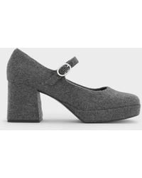 Charles & Keith - Felt Platform Mary Jane Pumps - Lyst