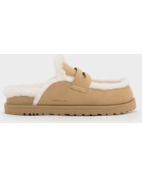 Charles & Keith - Furry Flatform Mules - Lyst