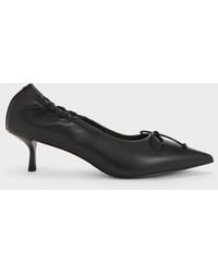 Charles & Keith - Leather Ruched Pointed Kitten Heels - Lyst