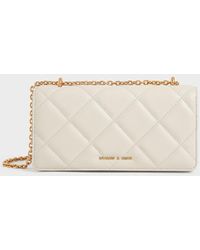 Cream Paffuto Chain Handle Quilted Long Wallet | CHARLES & KEITH