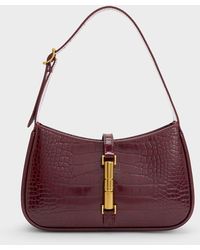 Charles & Keith - Cesia Croc-Effect Metallic-Accent Shoulder Bag - Lyst