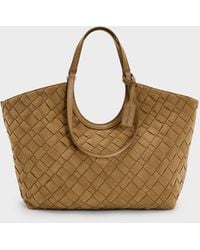 Charles & Keith - Ivette Recycled Suede Woven Tote Bag - Lyst