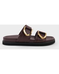 Charles & Keith - Gabine-Buckle Leather Slides - Lyst