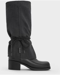 Charles & Keith - Felt Tie-Around Knee-High Boots - Lyst