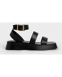 Charles & Keith - Square Toe Ankle-strap Sandals - Lyst