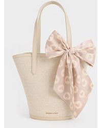 Charles & Keith - Sianna Linen Scarf-print Tote Bag - Lyst