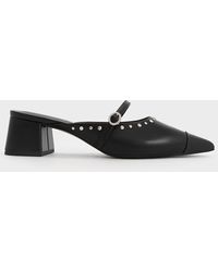 Charles & Keith - Studded Pointed-toe Block Heel Mules - Lyst