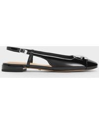 Charles & Keith - Patent Leather Metallic-accent Slingback Flats - Lyst