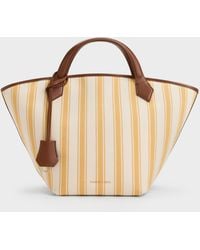 Charles & Keith - Large Ivanna Canvas Striped Tote Bag - Lyst