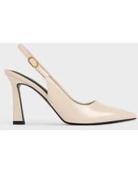 Charles & Keith - Patent Trapeze Heel Slingback Pumps - Lyst