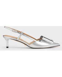 Charles & Keith - Lu Metallic Leather Bow Slingback Pumps - Lyst