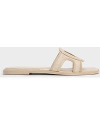 Charles & Keith - Easley Linen Cut-Out Slide Sandals - Lyst