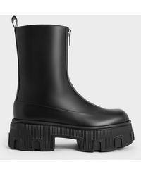 Charles & Keith - Zip-up Platform Calf Boots - Lyst