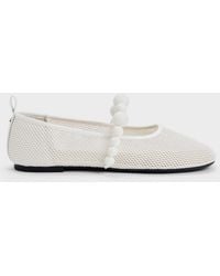 Charles & Keith - Leather Mesh Beaded Mary Jane Flats - Lyst