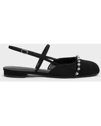 Charles & Keith - Faux Suede Crystal Slingback Flats - Lyst