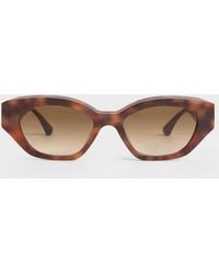 Charles & Keith - Tortoiseshell Recycled Acetate Sculptural Cat-eye Sunglasses - Lyst