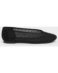 Charles & Keith - Mesh Crystal Ballet Flats - Lyst
