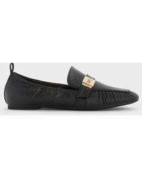 Charles & Keith - Cody Leather Metallic-Buckle Ruched Loafers - Lyst