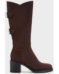 Charles & Keith - Masei Faux Suede Grommet-Strap Knee-High Boots - Lyst