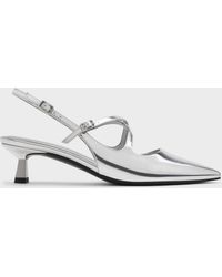 Charles & Keith - Pauline Metallic Crossover Kitten Heels - Lyst