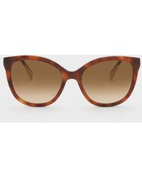Charles & Keith - Tortoiseshell Recycled Acetate Oval Sunglasses - Lyst