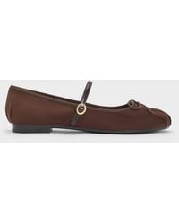Charles & Keith - Emiko Faux Suede Bow Mary Jane Flats - Lyst
