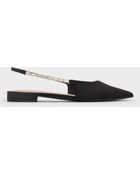 Charles & Keith - Satin Crystal-Embellished Strap Slingback Flats - Lyst