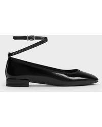 Charles & Keith - Patent Ankle-strap Ballet Flats - Lyst