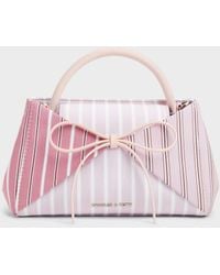 Charles & Keith - Hazel Striped Bow Panelled Top Handle Bag - Lyst