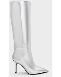 Charles & Keith - Metallic Pointed-Toe Stiletto-Heel Knee-High Boots - Lyst