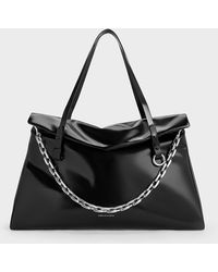 Charles & Keith - Andromeda Chunky-chain Trapeze Xl Tote Bag - Lyst