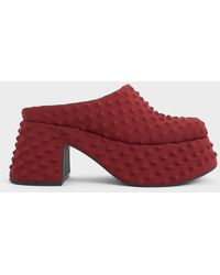 Charles & Keith - Spike Textured Platform Mules - Lyst