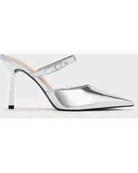 Charles & Keith - Metallic Crystal-accent Stiletto-heel Mules - Lyst
